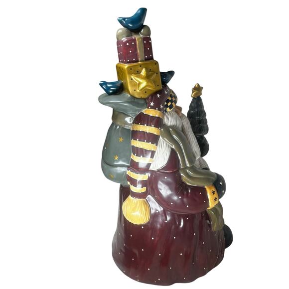 Santa Cookie Jar 2001 Williraye Studio WW2624 Ceramic Birds Christmas Tree - Picture 4 of 9